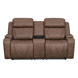 Carrow - Loveseat With Power Headrest, Footrest & Cooler, Massage, Stereo - Brown