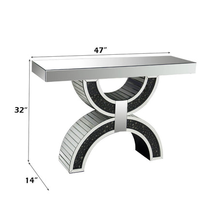 Nysa - Console Table With Faux Crystals - Mirrored