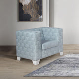 Saree - Chair - Light Teal Chenille & White