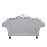 Pelumi - Loveseat With 5 Pillows - Light Gray Linen & Platinum