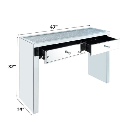 Noralie - 32"H Console Table - Mirrored & Faux Diamonds