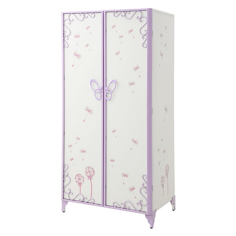 Priya II - Wardrobe - White & Light Synthetic Leather Rple
