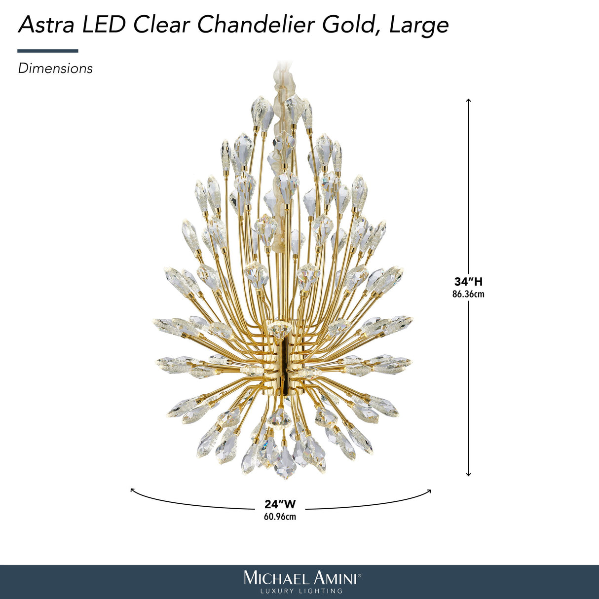 Michael Amini Lighting - Astra 34" LED Crystal Chandelier - Gold