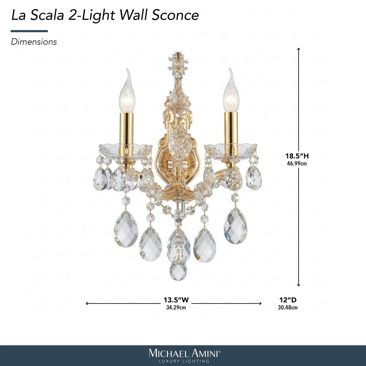 Michael Amini Lighting - La Scala Traditional Crystal Wall Sconce - Gold