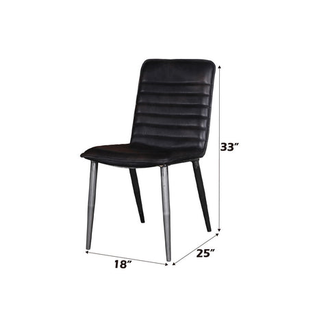 Hosmer - Side Chair (Set of 2) - Black Top Grain Leather & Antique Black