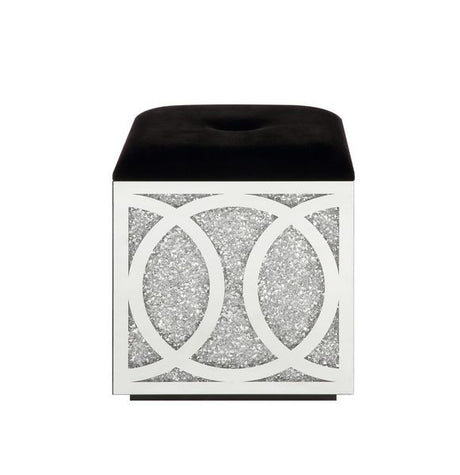 Noralie - 24" Ottoman With Storage - Mirrored & Faux Diamonds