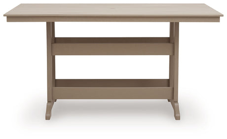 Seacliff Beach - Rectangular Counter Height Dining Table With Umbrella Option - Medium Brown