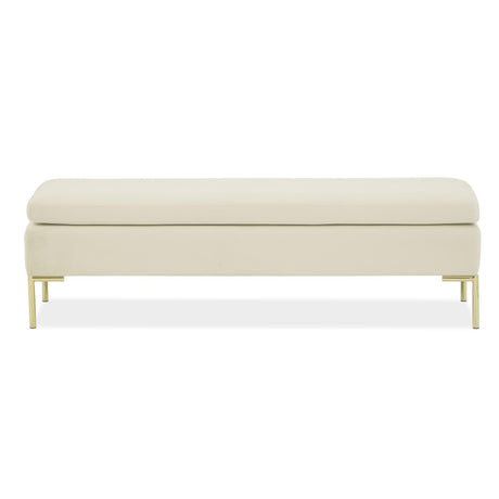 Signature Beds & Benches - Zennia Velvet Accent Bench - Ivory / Gold