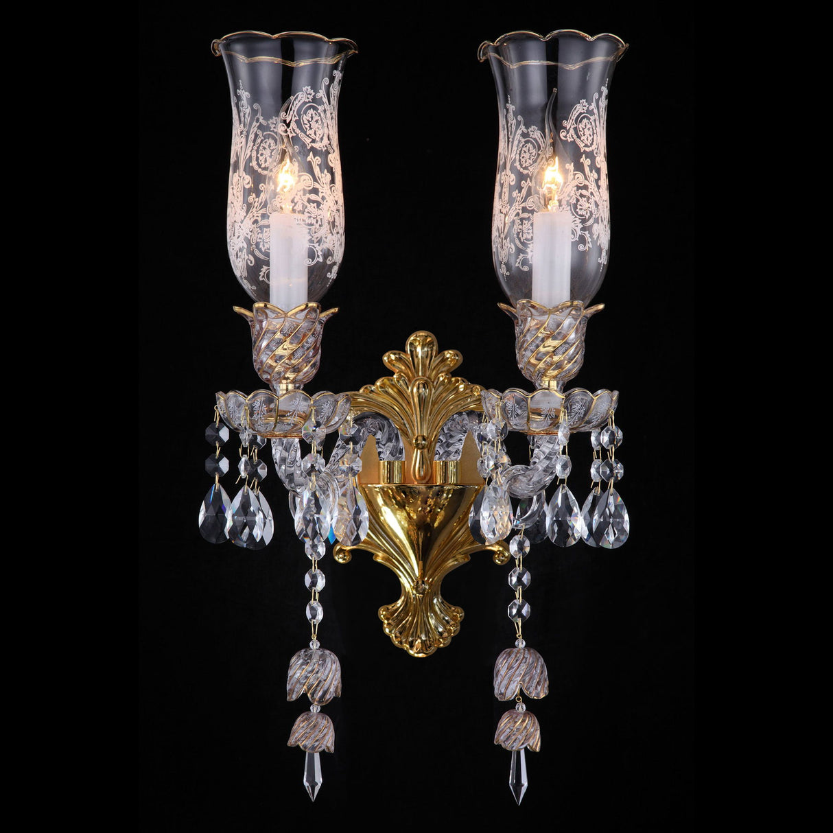 Michael Amini Lighting - Garnier 2-Light Traditional Crystal Wall Sconce - Gold