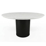 Jaramillo - Round Dining Table With Engineered Marble Top - Engineered Marble Top & Black