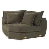 Leighton - Modular Wedge With 4 Pillows - Green Chenille