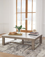 Loyaska - Rectangular Cocktail Table - Brown / Ivory