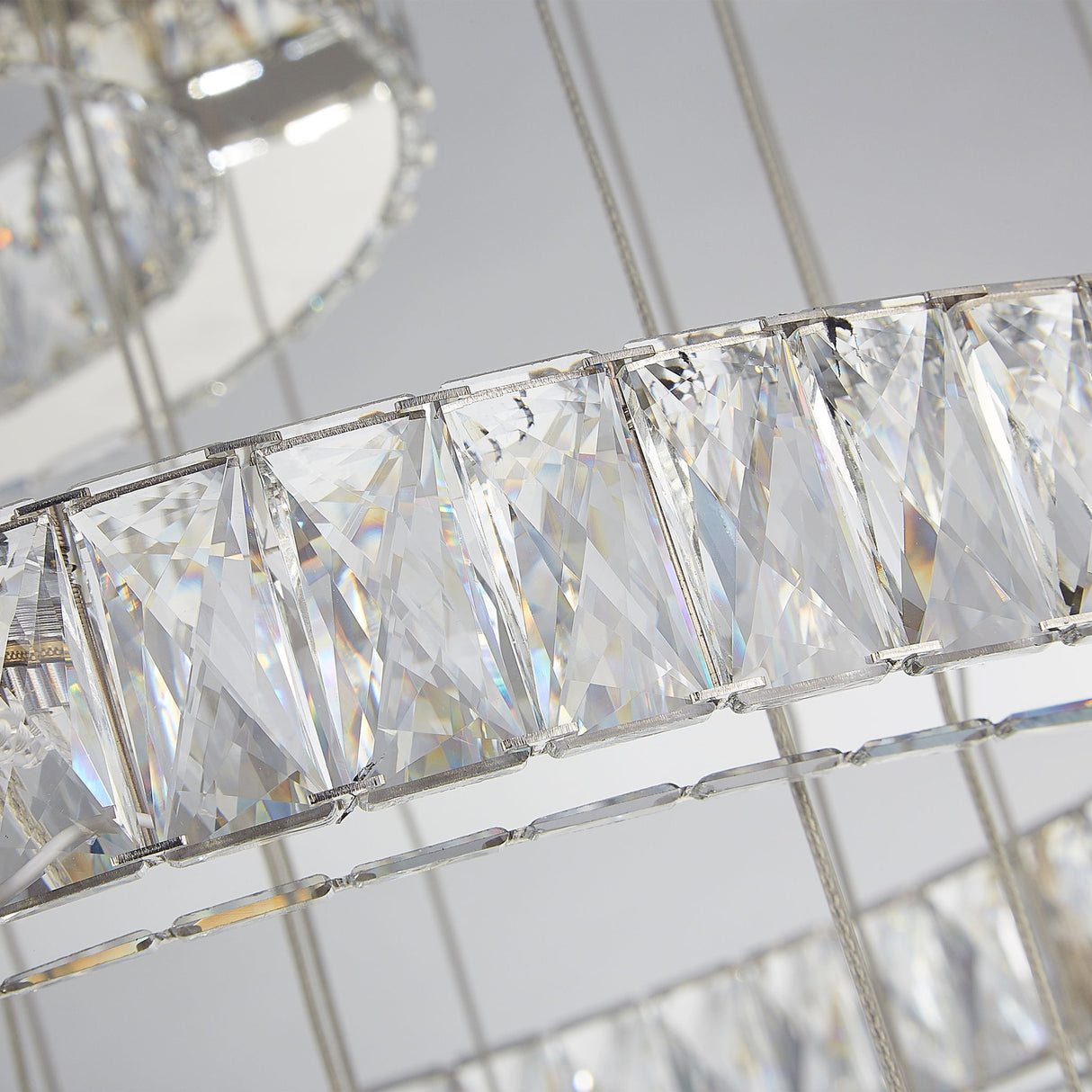 Michael Amini Lighting - Asteroids 3-Ring Modern LED Crystal Chandelier - Chrome