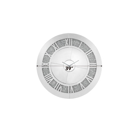 Noralie - 39" Wall Clock - Mirrored & Faux Diamonds