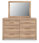 Kinlanni - 4 Pc. - Queen Panel Bed, Dresser, Mirror And Nightstand - Tan