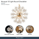 Michael Amini Lighting - Bouquet 10-Light Round Crystal Chandelier - Gold