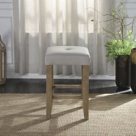 Charnell - Counter Height Stool (Set of 2) - Gray Synthetic Leather & Oak