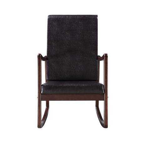 Raina - Rocking Chair - Dark Brown Synthetic Leather & Espresso