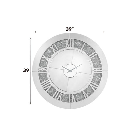Noralie - 39" Wall Clock - Mirrored & Faux Diamonds