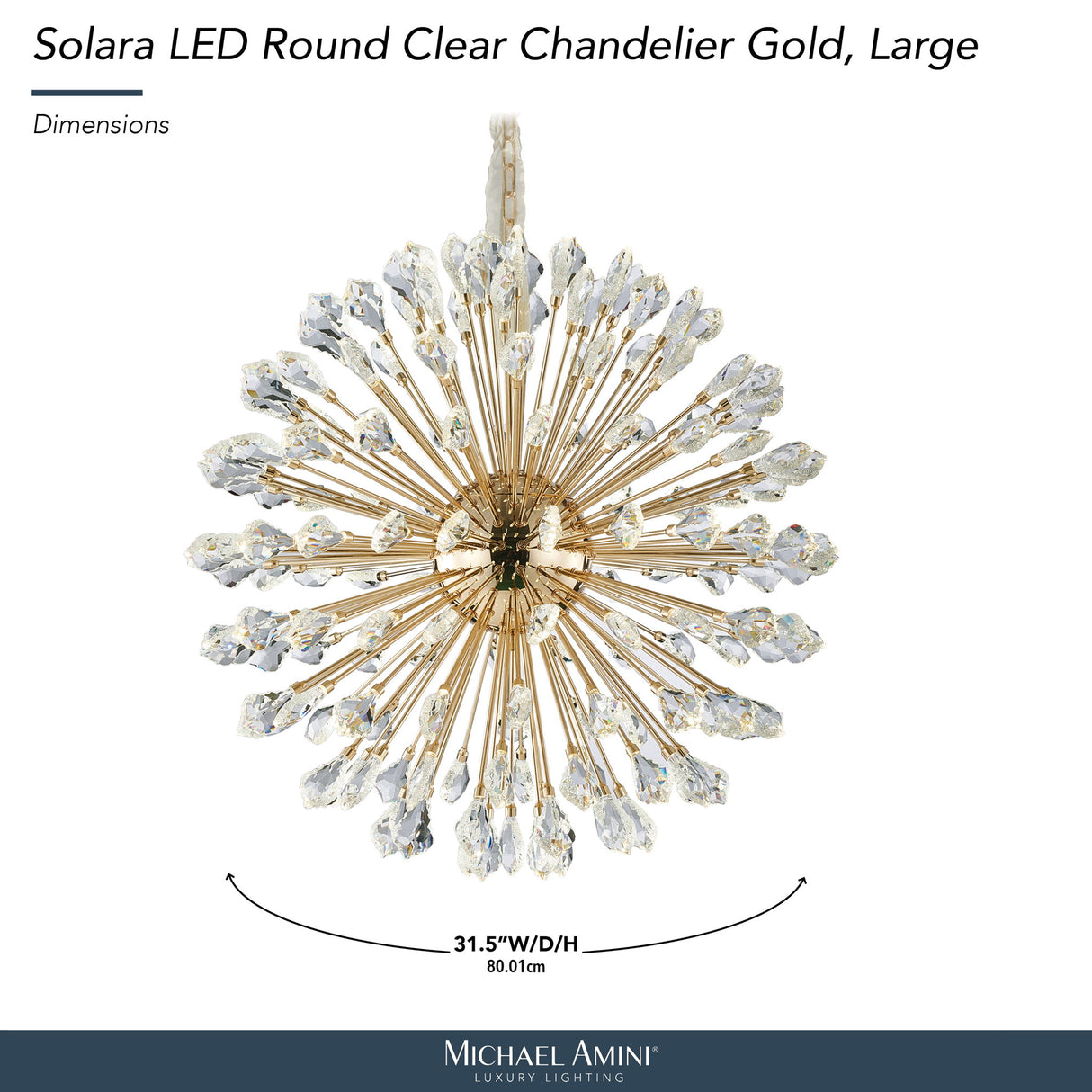 Michael Amini Lighting - Solara 32" Round Crystal LED Chandelier - Gold