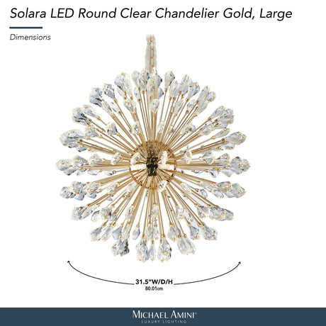 Michael Amini Lighting - Solara 32" Round Crystal LED Chandelier - Gold
