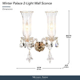 Michael Amini Lighting - Winter Palace 2-Light Traditional Crystal Wall Sconce - Gold / White