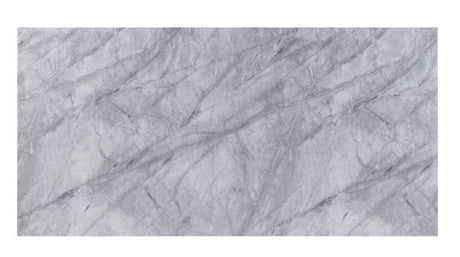 Satinka - Dining Table - Light Gray Printed Faux Marble Top & Mirrored Silver