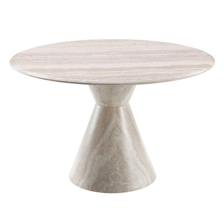 Ogin - Round Dining Table - Marble Print & Natural