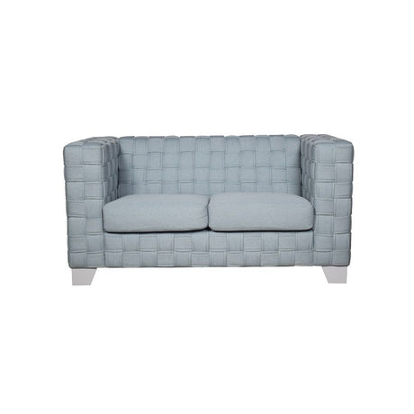 Saree - Loveseat - Light Teal Chenille & White