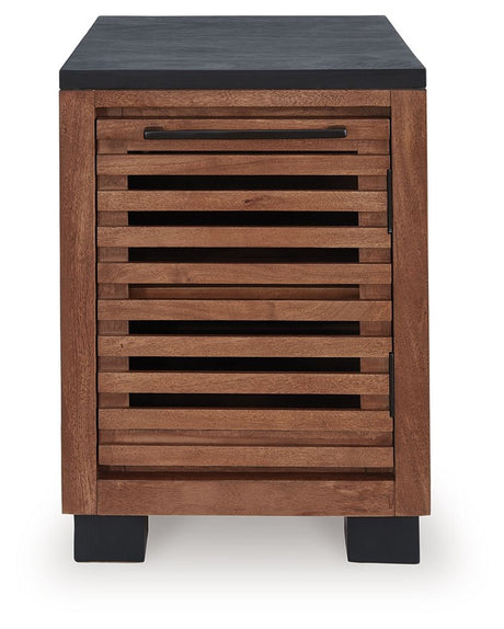 Kallari - Chair Side End Table - Warm Brown / Black