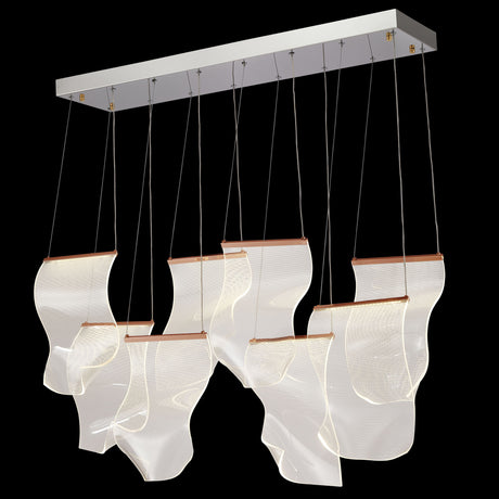 Michael Amini Lighting - Sheer Waves 8-Light Modern LED Chandelier - Rose Gold