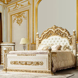 HD-903 - Eastern King Bed - Ivory With Gold Highlights