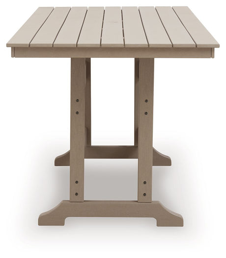 Seacliff Beach - Rectangular Counter Height Dining Table With Umbrella Option - Medium Brown