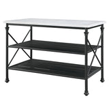 Brahm - Kitchen Island - White Marble Top & Gray