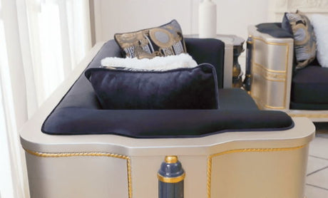 HD-9042 - Loveseat - Silver / Black / Gold