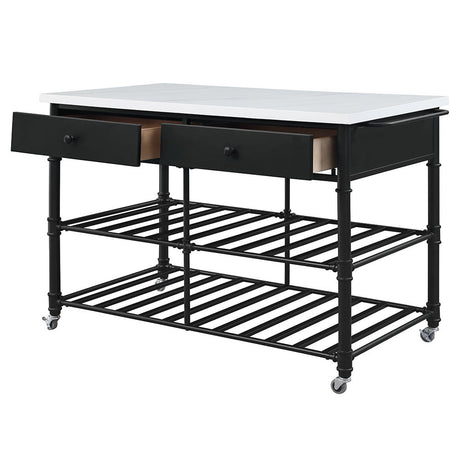 Emery - Kitchen Island - White Cultured Marble Top & Gray