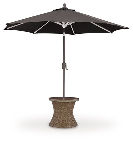 Laguna Heights - Round End Table With Umbrella Option - Beige