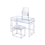 Carenze II - Vanity Set - White Faux Fur & Chrome