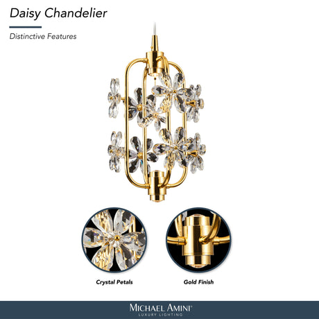 Michael Amini Lighting - Daisy 20" Crystal LED Chandelier - Gold