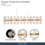 Michael Amini Lighting - Bouquet 18-Light Rectangular Chandelier - Gold