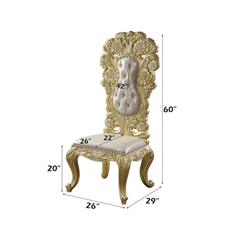 Cabriole - Side Chair (Set of 2) - Light Gold Synthetic Leather & Gold