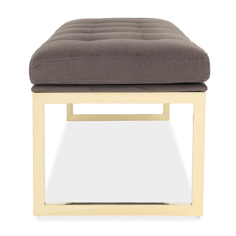 Signature Beds & Benches - Dahlia Velvet Accent Bench - Chocolate / Gold