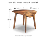 Berringer - Round DRM Drop Leaf Table - Rustic Brown