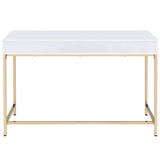 Ottey - Vanity Desk (Same 92540) - White High Gloss & Gold