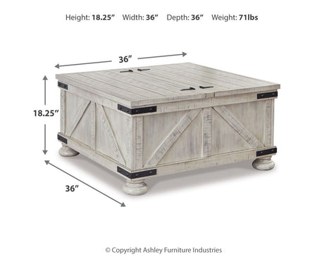 Carynhurst - Cocktail Table with Storage - Whitewash