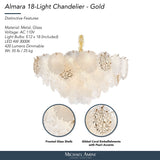 Michael Amini Lighting - Almara 18-Light Frosted Glass Chandelier - Frost / Gold