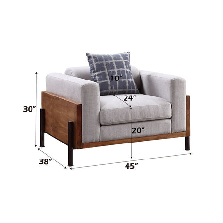 Pelton - Chair With Pillow - Fabric & Walnut
