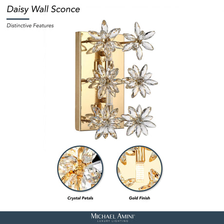 Michael Amini Lighting - Daisy Crystal Wall Sconce - Gold