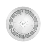 Noralie - 39" Wall Clock - Mirrored & Faux Diamonds