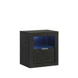 Asher - Nightstand With LED Light - Smoke